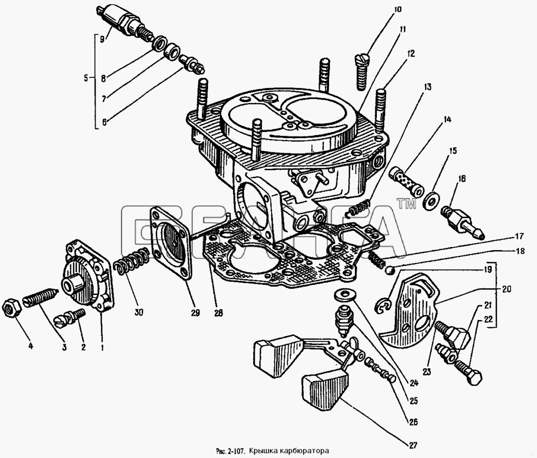 АЗЛК Москвич-2335 Схема Крышка карбюратора-40 banga.ua
