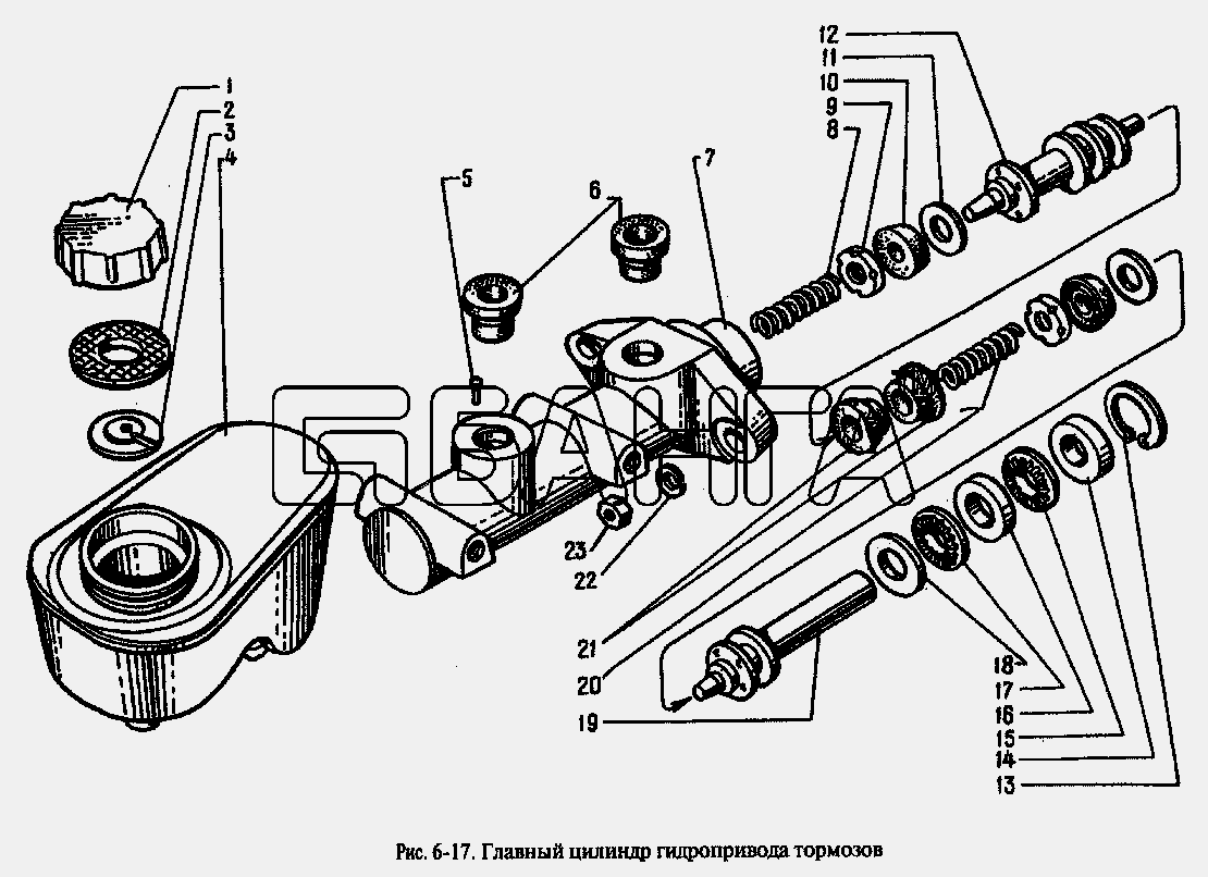 АЗЛК Москвич-2335 Схема Главный цилиндр гидропривода тормозов-85