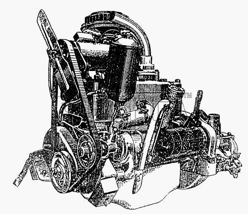 АЗЛК Москвич-400-420 Схема Двигатель автомобиля Москвич (вид слева)-42