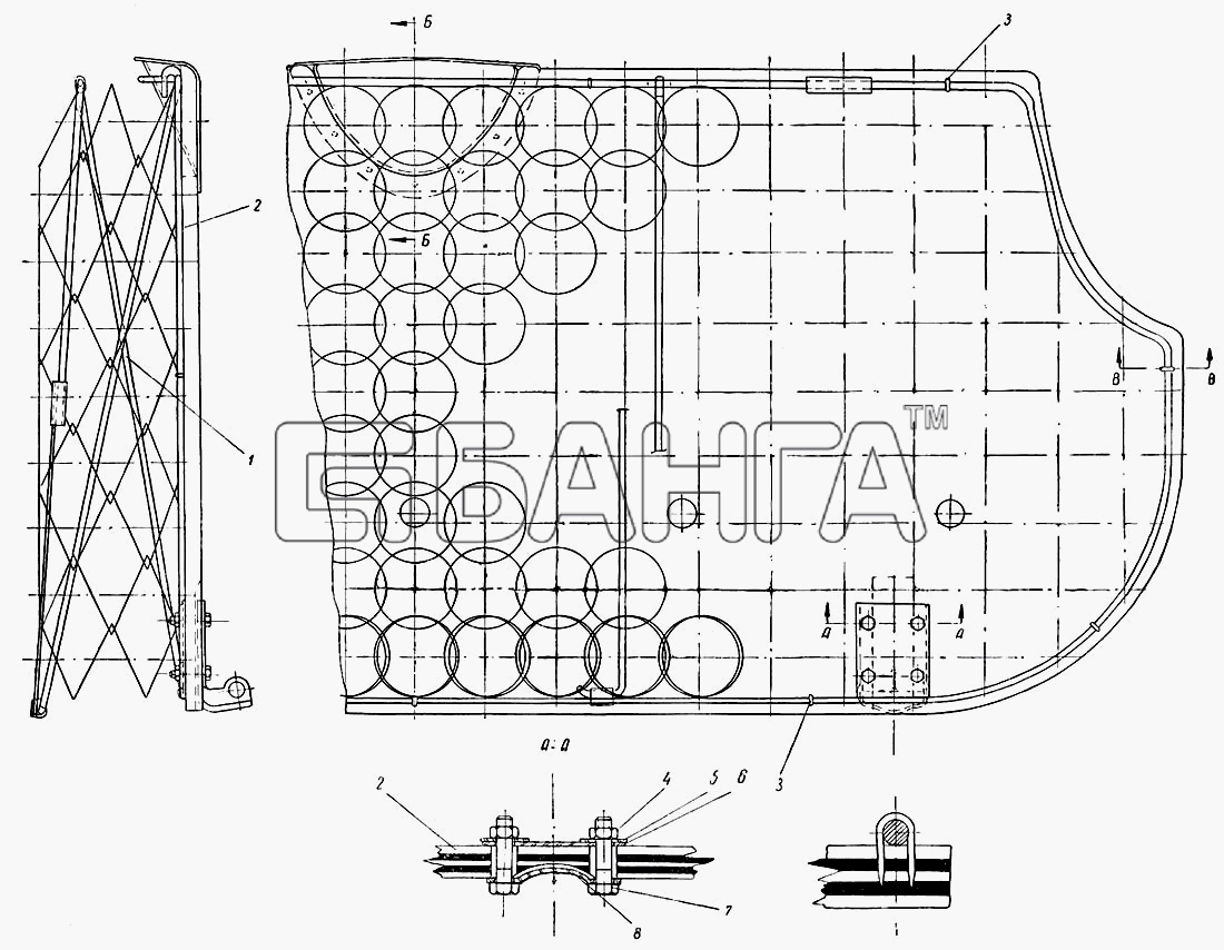 АЗЛК Москвич-407 Схема Каркас со щитом подушки заднего сиденья