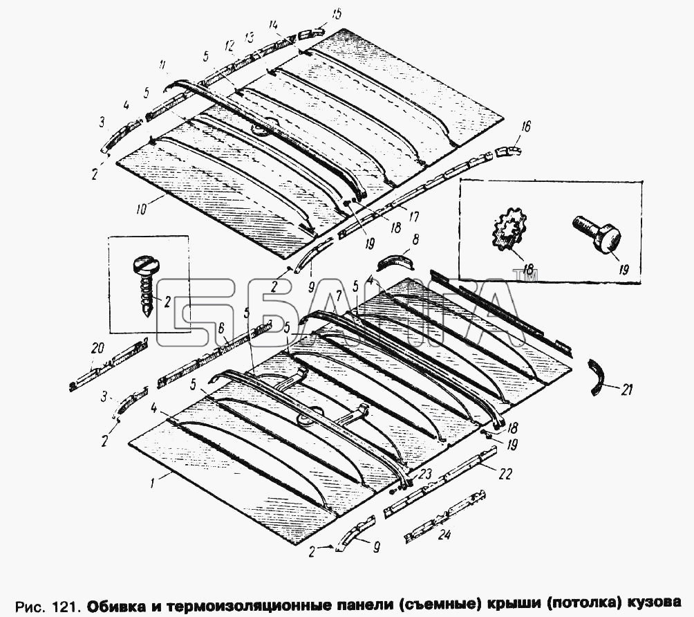 АЗЛК Москвич 412 Схема Обивка и термошумоизоляционные панели banga.ua
