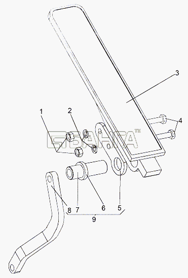 МЗКТ МЗКТ-65151 Волат Схема Педаль с втулкой и рычагом