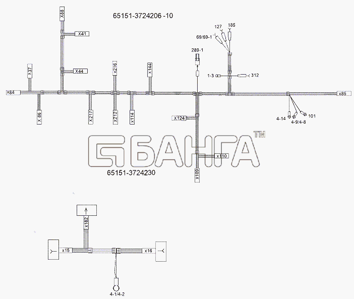МЗКТ МЗКТ-65151 Волат Схема Жгут проводов в кабине-231 banga.ua