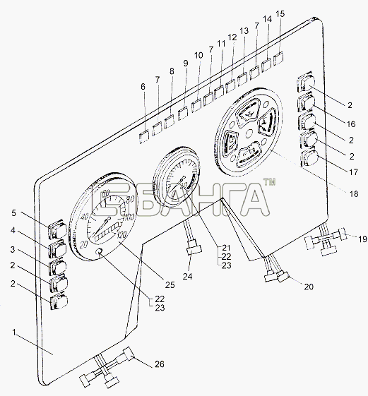 МЗКТ МЗКТ-65151 Волат Схема Панель приборов двигателя banga.ua
