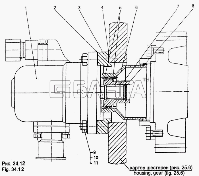 МЗКТ МЗКТ-65158 Схема Установка насоса гидроусилителя-160 banga.ua