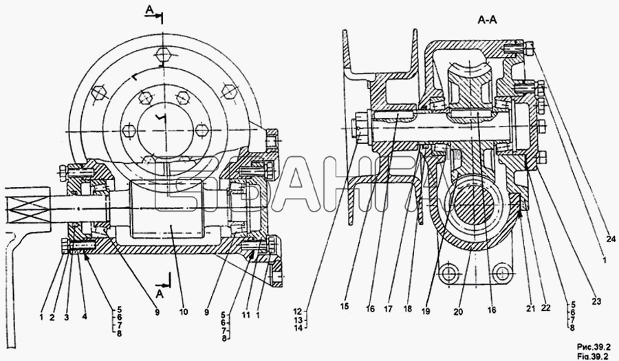 МЗКТ МЗКТ-65158 Схема Редуктор подъемника запасного колеса-217
