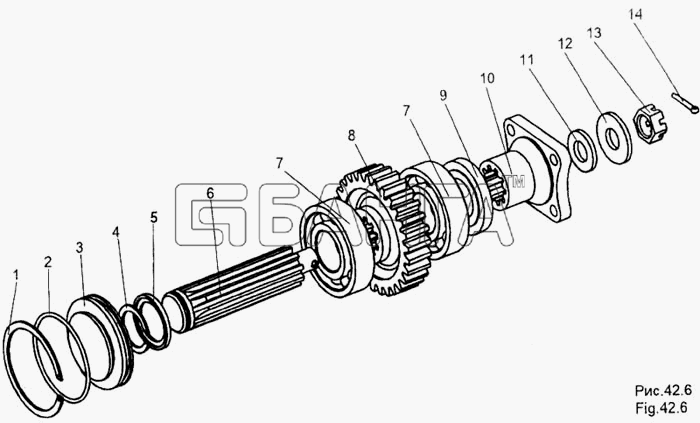 МЗКТ МЗКТ-65158 Схема Шестерня ведомая-213 banga.ua