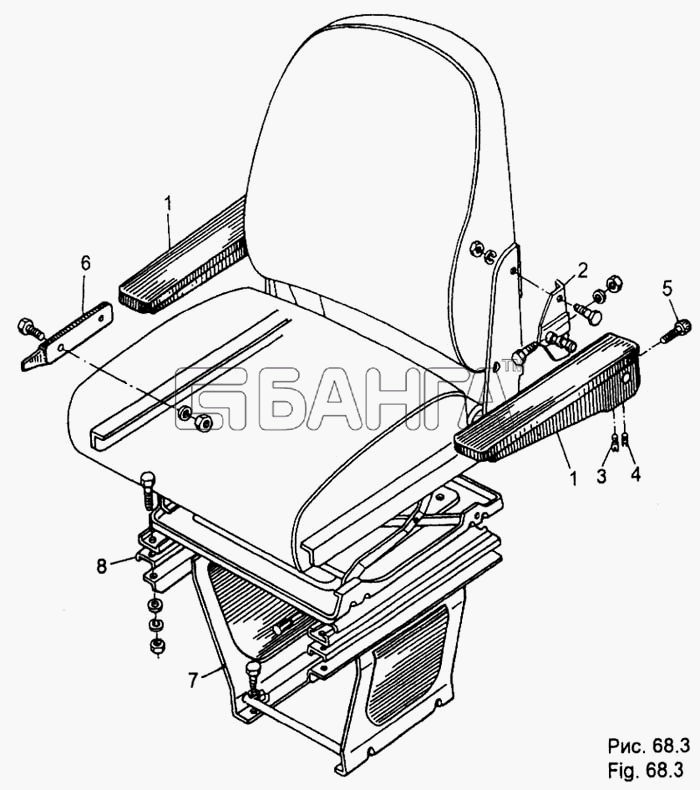 МЗКТ МЗКТ-65158 Схема Установка переднего сиденья и поручней-15