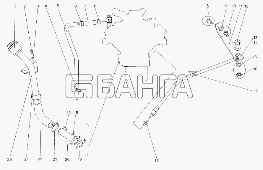 МЗКТ МЗКТ-652511 Схема Установка агрегатов системы смазки banga.ua