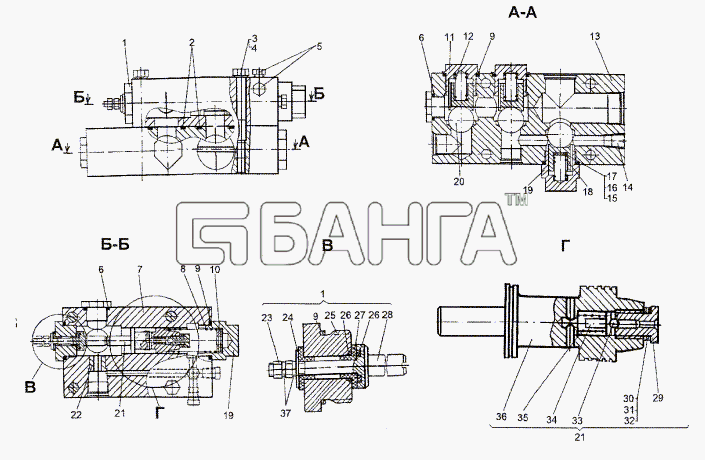 МЗКТ МЗКТ-652511 Схема Блок клапанов 8021-3420010-10-205 banga.ua