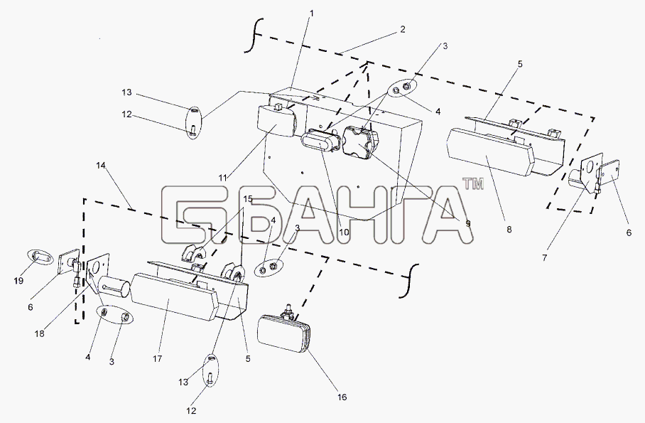 МЗКТ МЗКТ-652511 Схема Установка задних фонарей-228 banga.ua
