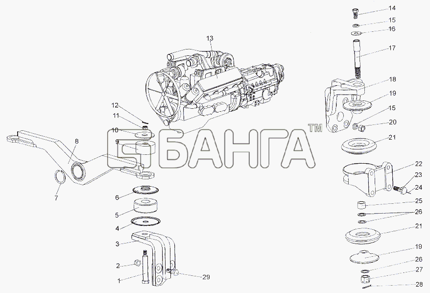 МЗКТ МЗКТ-6527 Схема Установка двигателя-77 banga.ua