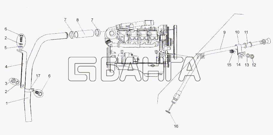МЗКТ МЗКТ-79011 Схема Установка агрегатов системы смазки banga.ua