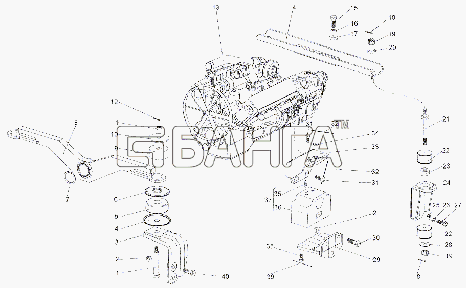 МЗКТ МЗКТ-79011 Схема Установка двигателя-78 banga.ua