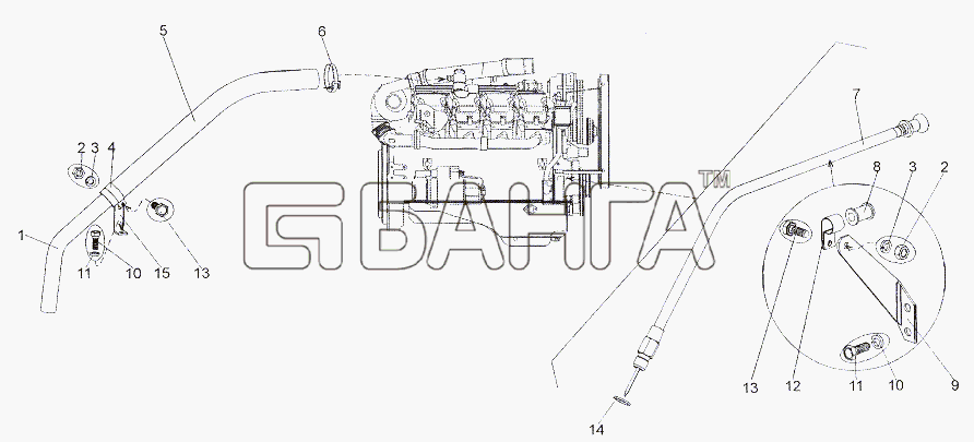 МЗКТ МЗКТ-7402 Схема Установка агрегатов системы смазки banga.ua
