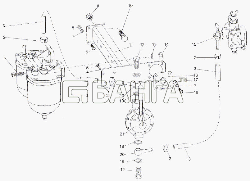 МЗКТ МЗКТ-7402 Схема Установка агрегатов топливной системы-103