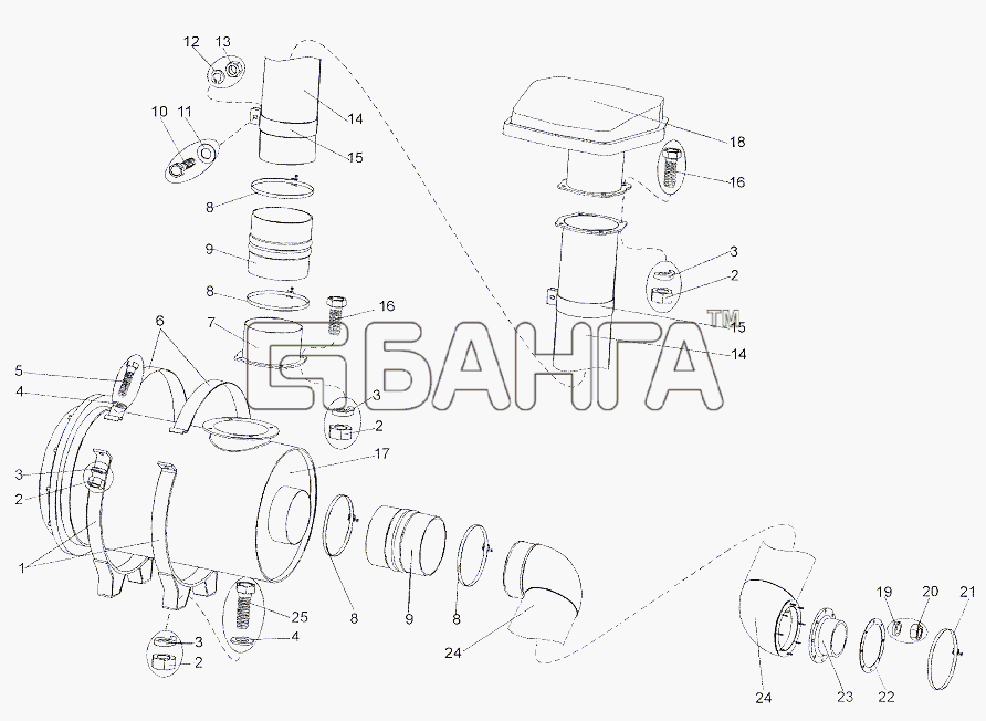 МЗКТ МЗКТ-79011 Схема Установка воздухоочистителя-109 banga.ua