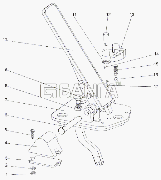 МЗКТ МЗКТ-7402 Схема Педаль с кронштейном 64221-1108005-10-114