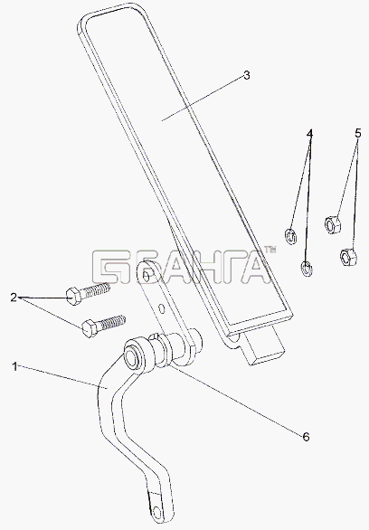 МЗКТ МЗКТ-6527 Схема Педаль с втулкой и рычагом banga.ua