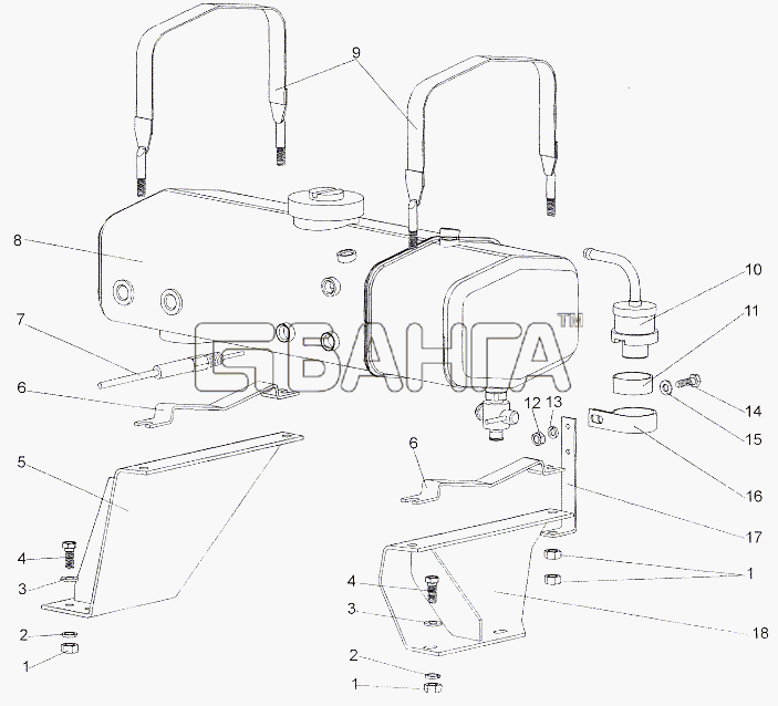 МЗКТ МЗКТ-79011 Схема Установка бачка расширительного и banga.ua