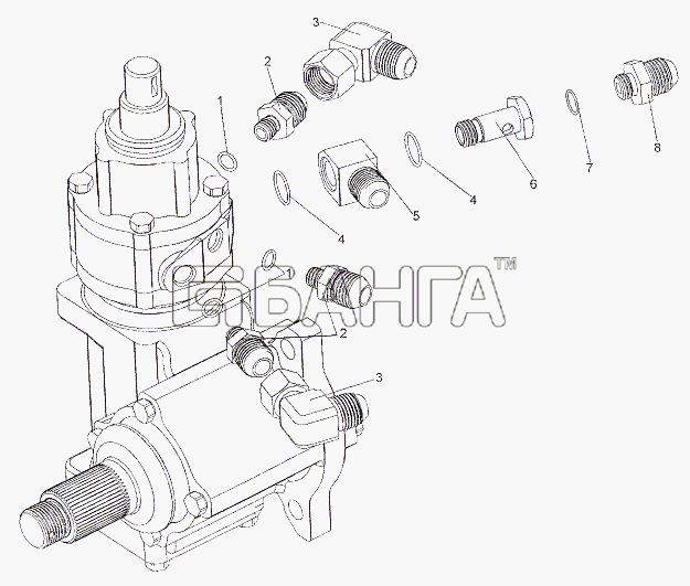 МЗКТ МЗКТ-7402 Схема Присоединительная арматура к banga.ua