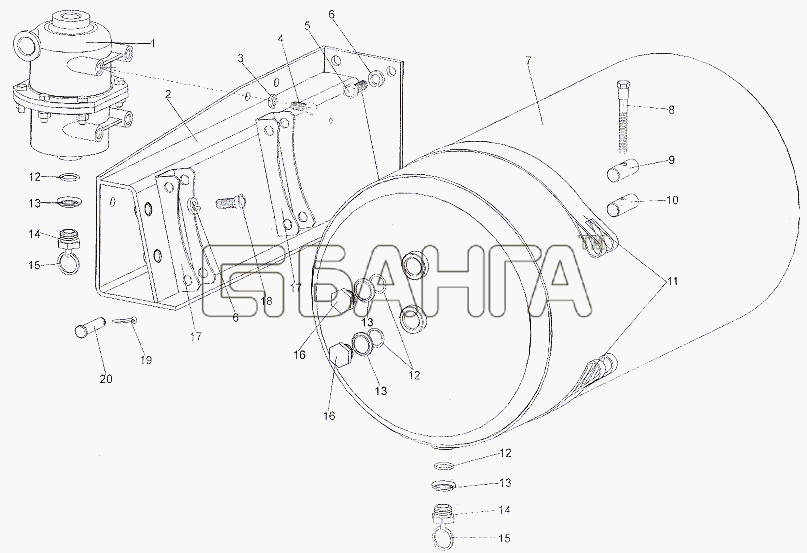 МЗКТ МЗКТ-79011 Схема Установка ресивера заднего контура и banga.ua