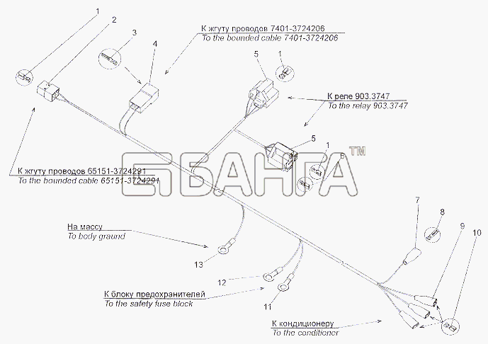 МЗКТ МЗКТ-7401 Схема Жгут проводов 1 кондиционера banga.ua