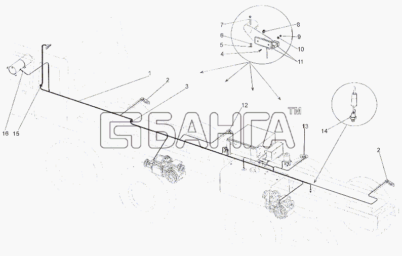 МЗКТ МЗКТ-79011 Схема Жгуты проводов по правому лонжерону-357 banga.ua
