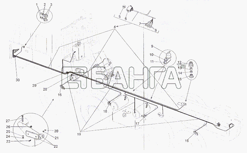 МЗКТ МЗКТ-7401 Схема Жгуты проводов по левому лонжерону-359 banga.ua