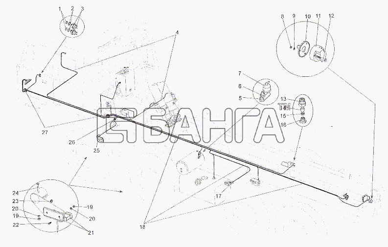 МЗКТ МЗКТ-6527 Схема Жгуты проводов по левому лонжерону-337 banga.ua