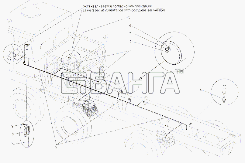 МЗКТ МЗКТ-79011 Схема Жгуты проводов по правому лонжерону-342 banga.ua