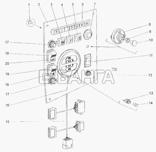 МЗКТ МЗКТ-7402 Схема Панель приборов шасси 7402-3800009 banga.ua
