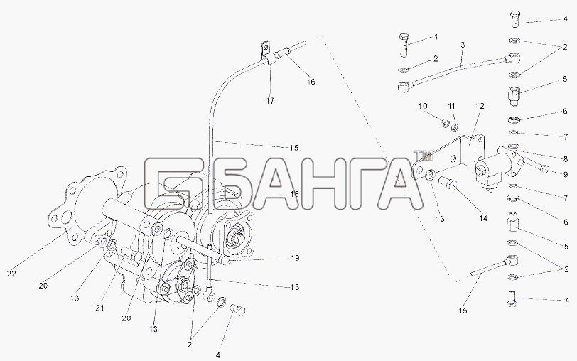 МЗКТ МЗКТ-7402 Схема Установка коробки отбора мощности-466 banga.ua