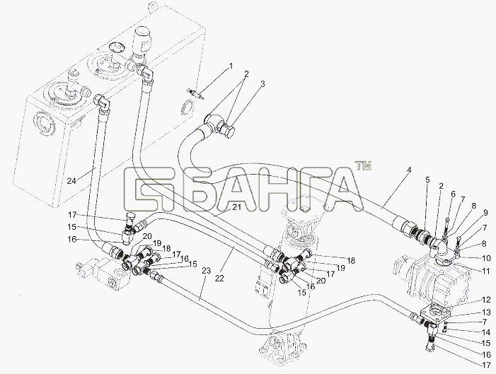 МЗКТ МЗКТ-7401 Схема Установка трубопроводов-41 banga.ua