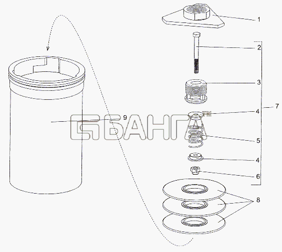 МЗКТ МЗКТ-6527 Схема Фильтр с клапаном 7930-1910024-51 banga.ua