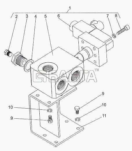 МЗКТ МЗКТ-79011 Схема Установка коробки клапанной-52 banga.ua