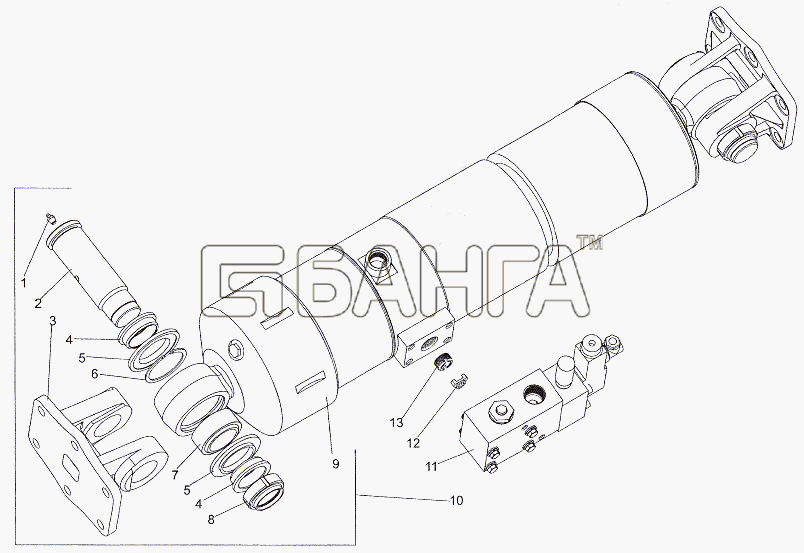 МЗКТ МЗКТ-79011 Схема Гидроцилиндр с коробкой клапанной banga.ua