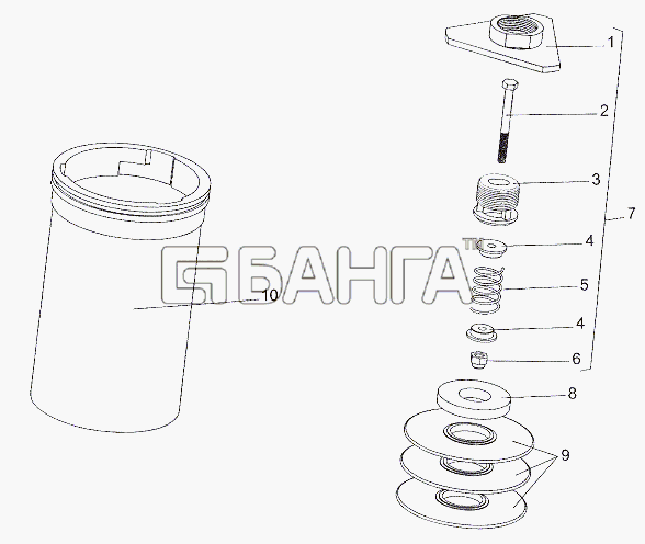 МЗКТ МЗКТ-79011 Схема Фильтр с клапаном 7930-1910024-01-67 banga.ua