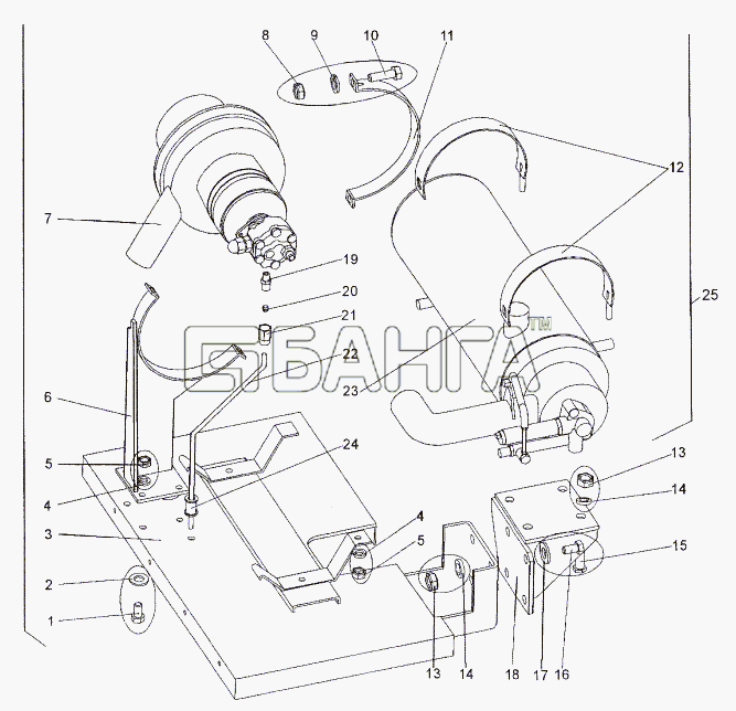 МЗКТ МЗКТ-74171 Схема Крепление подогревателя (ПЖД)-33 banga.ua