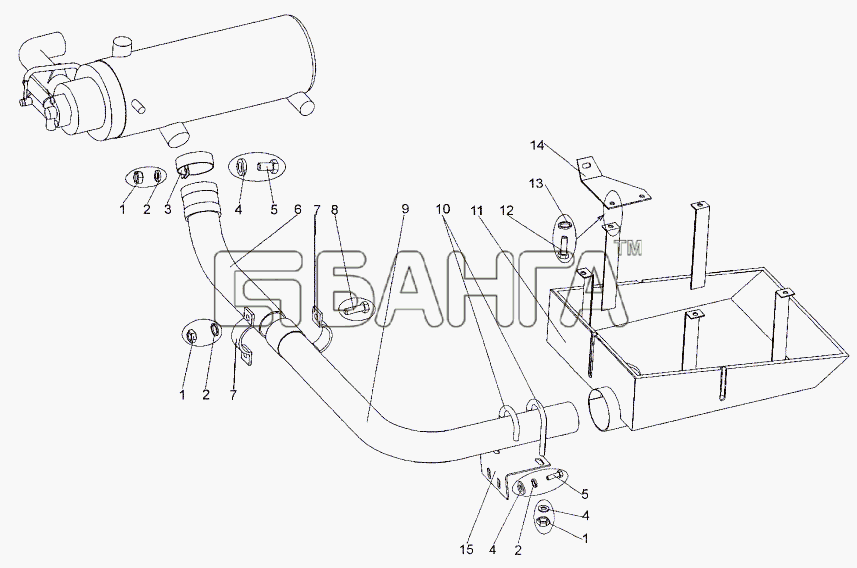 МЗКТ МЗКТ-74171 Схема Система выхлопа подогревателя (ПЖД)-37 banga.ua