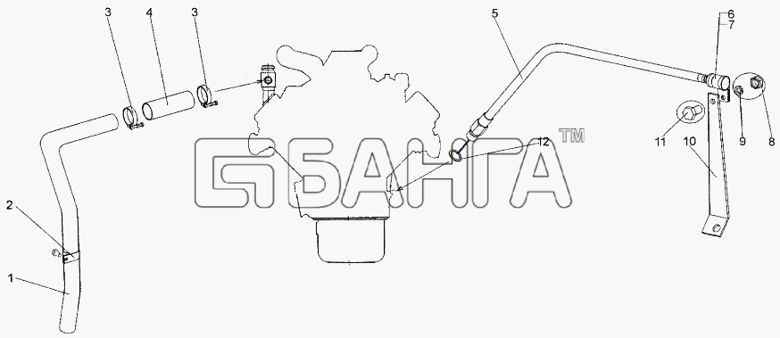 МЗКТ МЗКТ-74171 Схема Установка агрегатов системы смазки banga.ua