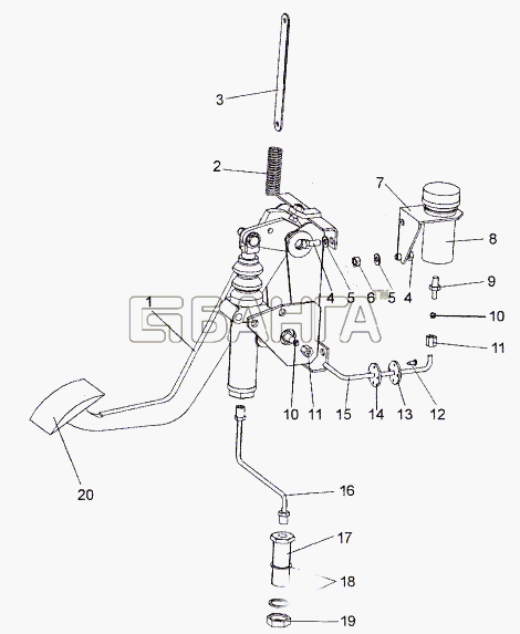 МЗКТ МЗКТ-74171 Схема Установка механизма управления сцеплением-52