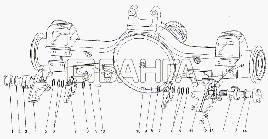 МЗКТ МЗКТ-74171 Схема Привод тормозов заднего моста-101 banga.ua