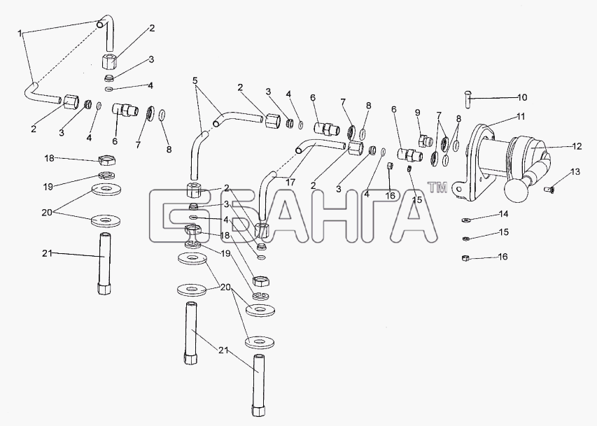 МЗКТ МЗКТ-74171 Схема Установка крана стояночного тормоза-159 banga.ua
