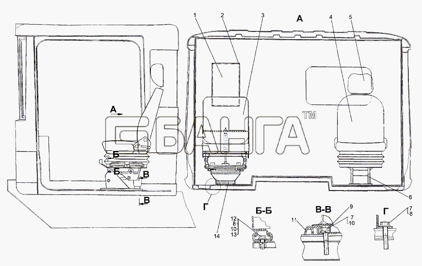 МЗКТ МЗКТ-74171 Схема Установка сидений-11 banga.ua