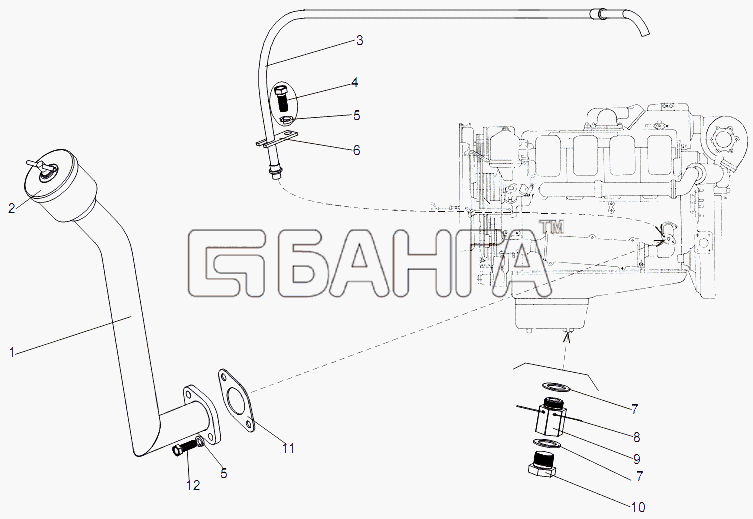 МЗКТ МЗКТ-79097 Схема Установка агрегатов системы смазки banga.ua