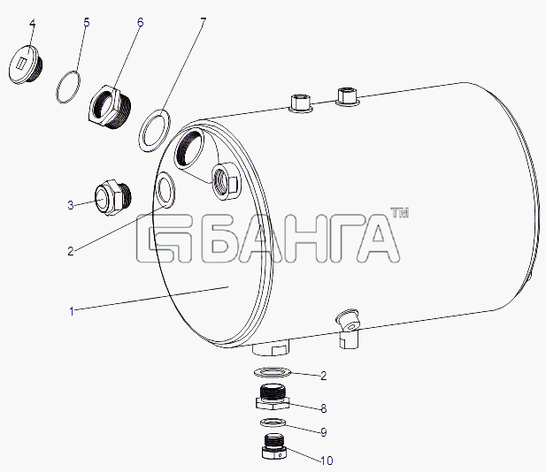 МЗКТ МЗКТ-7429 Схема Бачок топливный подогревателя banga.ua
