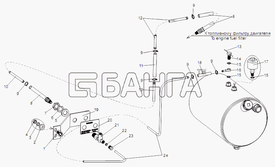МЗКТ МЗКТ-751652 Схема Агрегаты наполнения бачка топливного banga.ua