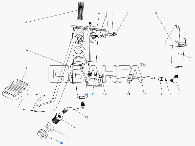 МЗКТ МЗКТ-79091 Схема Установка механизма управления сцеплением-82