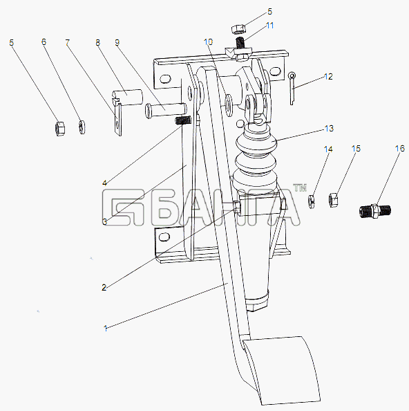 МЗКТ МЗКТ-79096 Схема Механизм управления сцеплением banga.ua